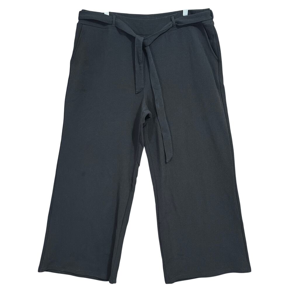 Terra & Sky Womens Pants Black Pull On Wide Leg Belted Workwear Stretch 1XP